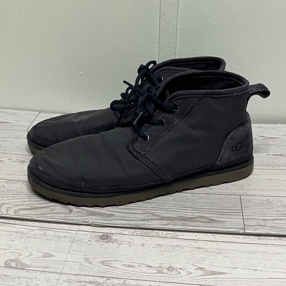 UGG Neumel Ripstop Chukka Boots Black Mens 9 Lace Up Ankle Suede‎ Trim Boots